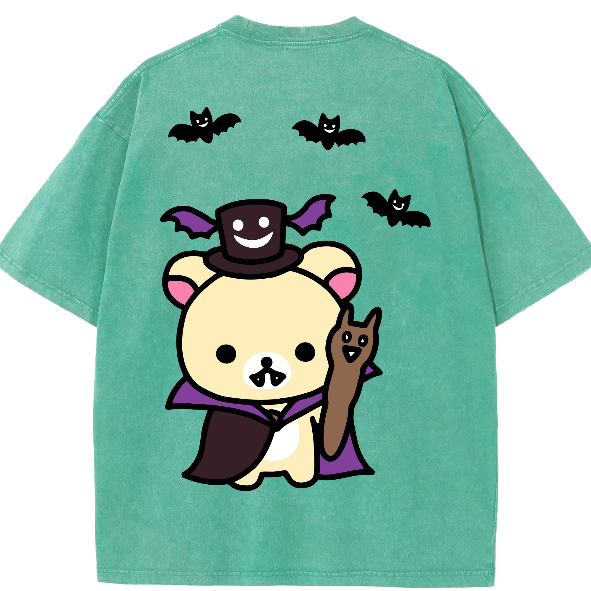 （画像用） リラックマ リラックマ キイロイトリ Rilakkuma Korilakkuma Kiiroitori 綿100% ヴィンテージ風 半袖Tシャツ（背面プリント）